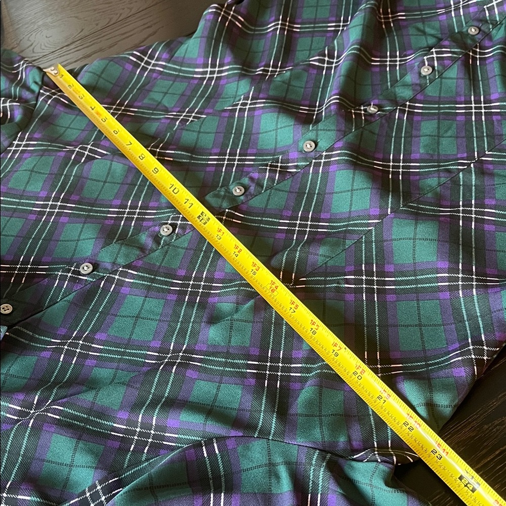 UNTUCKit Green Plaid Long Sleeve Dress With a Belt.Size 16 - Picture 14 of 16